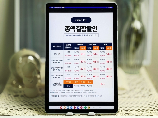 kt 인터넷 요금 tv 결합 사은품